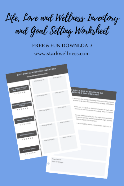 Life Love and Wellness Inventory and Goal Setting Worksheet by starkwellness.com