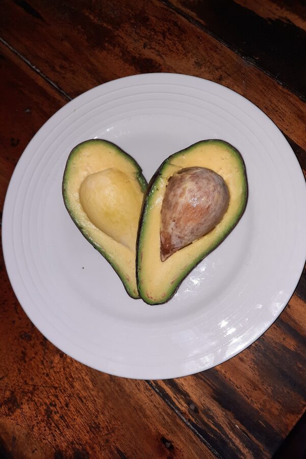 Super healthy fat: avocado - but into heart shape for fun. 
