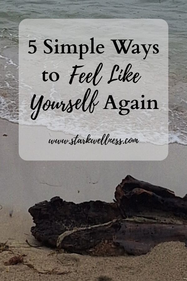 5 Simple Ways to Feel More Like Yourself - beach with frothy ripples coming onshore and large driftwood - www.starkwellness.com